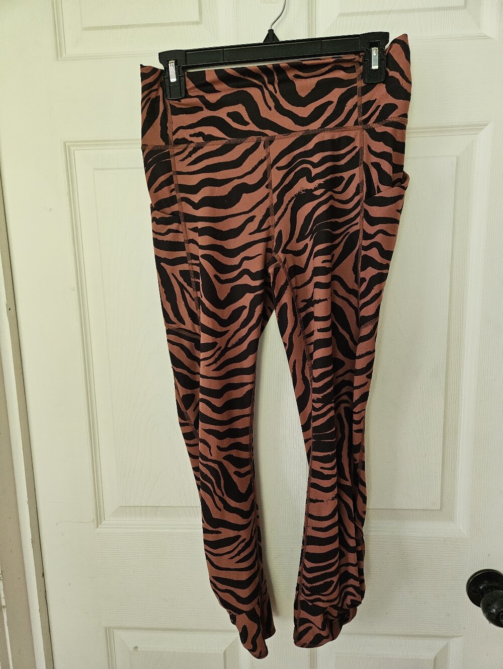 Fabletics Rust and Black Zebra-Print High-Rise Leggings